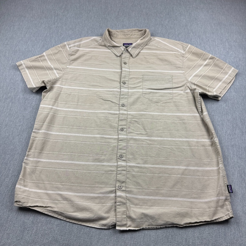 Patagonia Shirt Mens 2XL XXL Beige Plaid Fezzman Organic Cotton Classic 53964